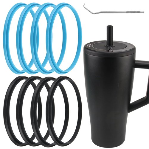 (8pcs) ubber Seal Replacement for BruMate Era - 30oz Leak Proof Insulated Coffee MugSeal Gasket for BruMate Era - 30oz Bottle Leak Proof Insulated Travel (8, Black/Blue)