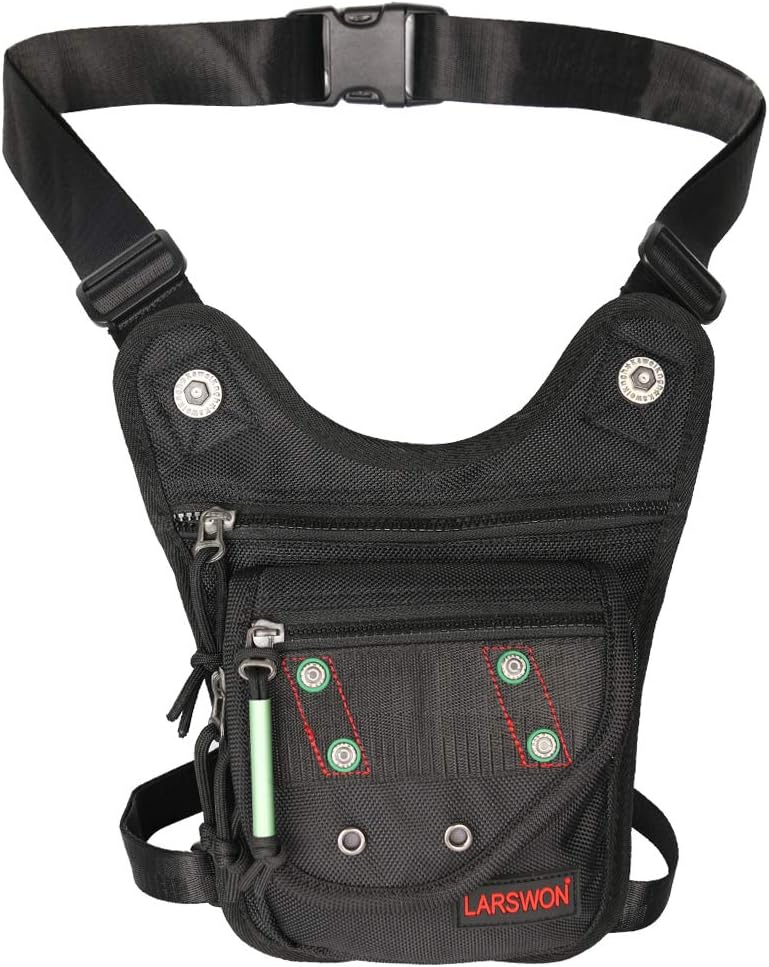 Thigh Pack, Leg Bag, Larswon Tactical Fanny Pack Hiking Bag Leg Pouch Black