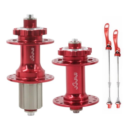 rningo Bike Hubs Disc Brake 32 Holes, Front Rear HG for 8/9/10/11/12 Speed，Quick Release Cassette Hub 4 Bearings 3 Claws 120 Clicks，Compatible for MTB/Road Bike Hubs (32H-Red)