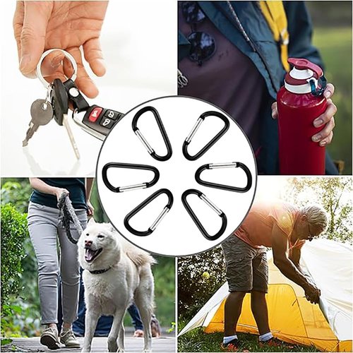6 PCS Carabiner Keychain Clip -3" Aluminum Carabiner D Ring, Caribeener Clips, Spring Snap Hook for Keychain Clip (Silver)