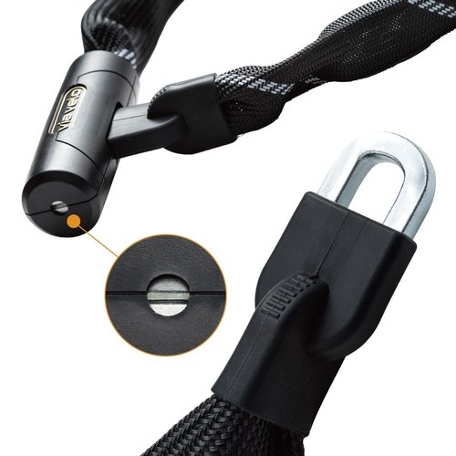Via Velo 7mm Square 4-Sided Chain Bike Lock, 2.96ft Length, 4 Keys, Sold Secure Bronze, Black, Chain Bike Lock