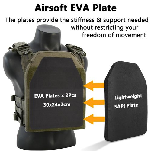 Hehyxade Tactical Foam SAPI Plates 2Pcs, Lightweight Inner Liner Foam Plates Sturdy Dummy Plates Absorb Impact EVA Pads Fit for Tactical Vest Plate Carrier
