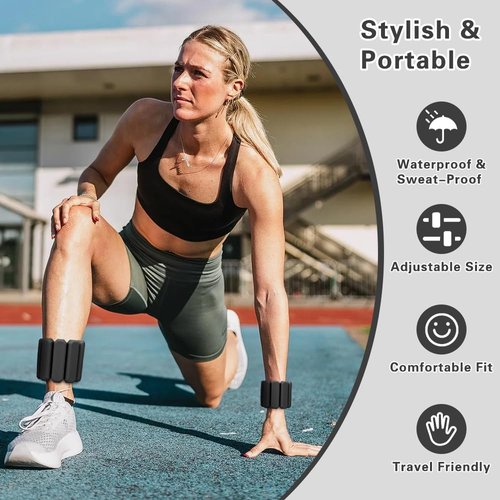 Vanleonet Wrist Ankle Weights for Women,Adjustable Wearable Strong Arm & Leg Weights Set of 2(1Lbs Each),Comfortable and Breathable for Yoga, Barre, Pilates, Swimming, Cardio, Aerobics, Gym
