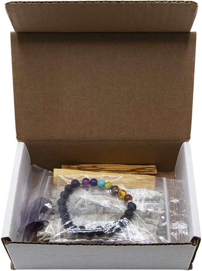 Palo Santo and Sage Smudge Kit | White Sage Smudge Sticks, Chakra Balancing Bracelet and Amethyst Stone | California Sage Incense Sticks for Home Cleansing, Spiritual Smudging Rituals and Meditation
