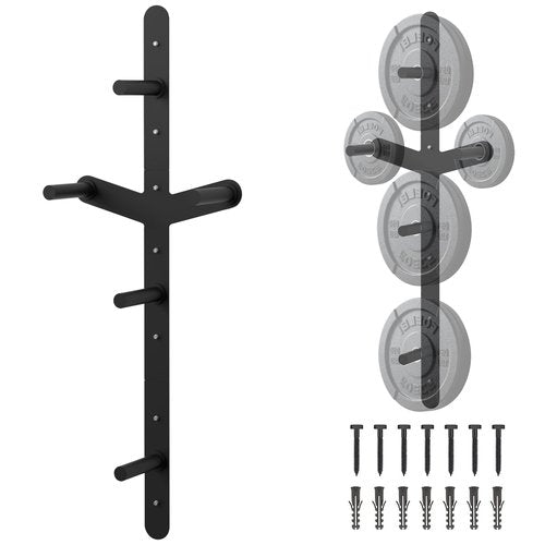 Weight Plate Storage Rack, Wall Mounted Bumper Plate Weight Rack Storage, Space Saving Strength Training Plate Trees for Garage Home Gym Strength Training, Load Up to 700 LBS, 3-Peg, Fit 2" Plates (Weight Plate Storage Wall Mount)