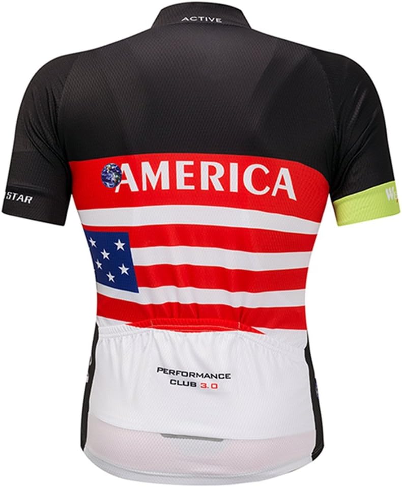 Weimostar Men's USA Cycling Jersey Short Sleeve Biking Shirts Breathable with Pockets