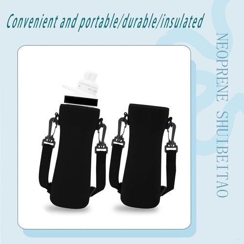 RYXCGXJ 2 Pack Sleeves for 22oz Cirkul Water Bottles with Strap，Neoprene Sweat Absorbing Material，Fitted Design（Black） (Black)