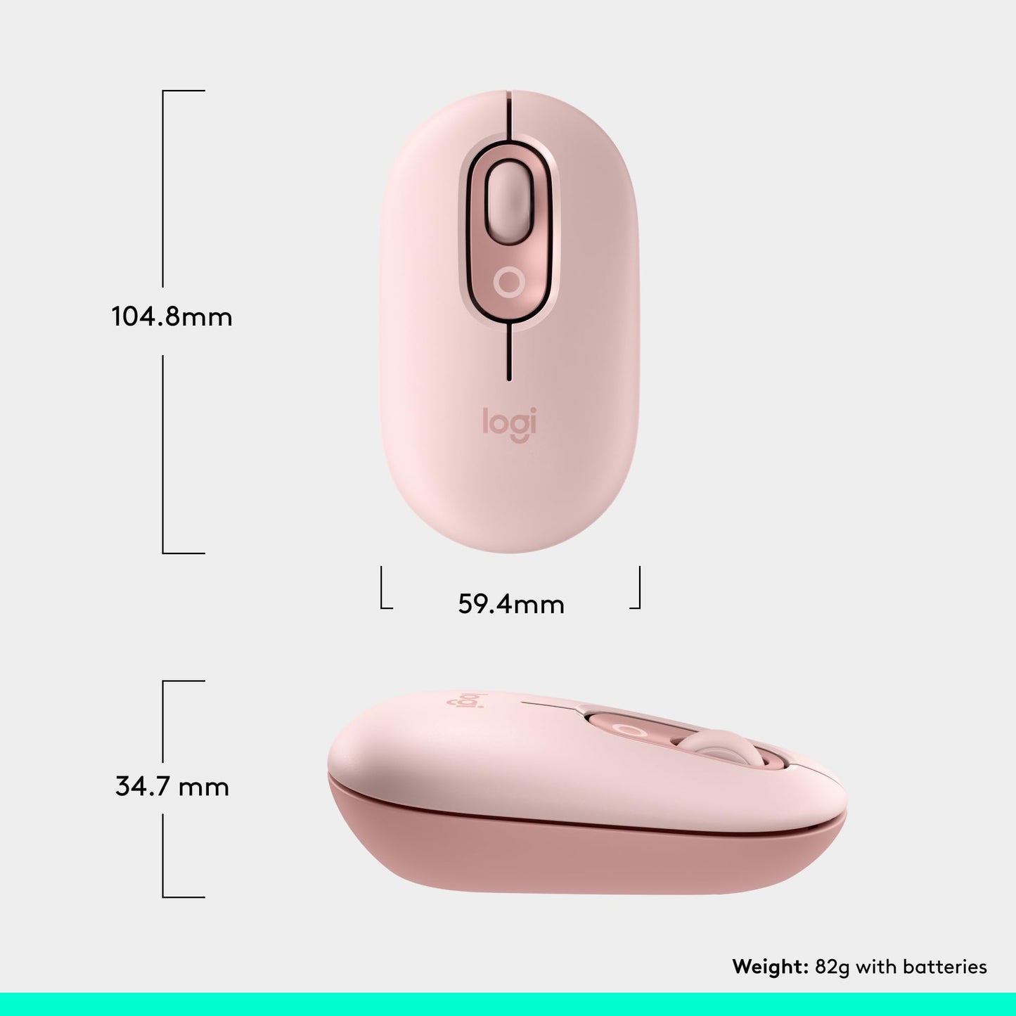 Logitech POP Mouse, Wireless Mouse with Customizable Emojis, SilentTouch Technology, Precision/Speed Scroll, Compact Design, Bluetooth, Multi-Device, OS Compatible - Heartbreaker Rose