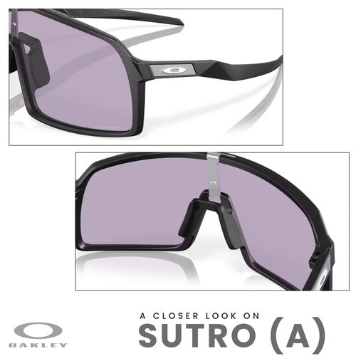 OAKLEY Sutro (a) Low Bridge Fit Asian Fit OO9406A 940642 37MM Matte Black/Prizm Slate Shield Sunglasses for Men+ Bundle Accessory Leash Kit, Microfiber Pouch