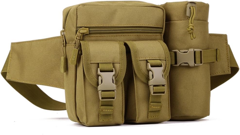 UNISTRENGH Tactical Fanny Packs Pouch With Water Bottle Pocket Holder Waterproof Molle Waist Pack Hip Belt Bag (Desert Camo)