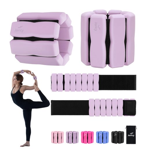 Wrist Weights Adjustable Ankle Weights for Women Men Kids 1LBS *2 Pilates Silicone Leg Arm Weighted Bracelet for Yoga Dance Running Walking Swimming Home Gym Physical Therapy Purple