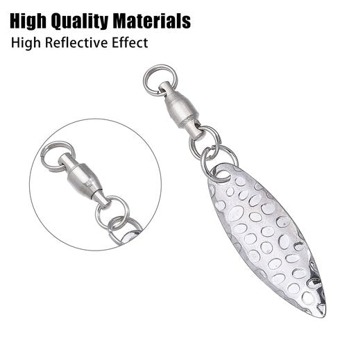 CHGCRAFT 30PCS Spinner Blades with Ball Bearing and 30PCS Fishing Spring Pins Willow Fishing Blades Lure with Swivels Tail Spinner Lure Fish Attractor for Lures Making Supplies