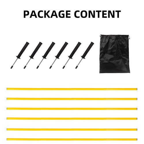 6 Pcs 5FT Agility Training Poles for Soccer,Basketball,Football,Dog,Horse Training-Adjustable Speed and Agility Training Equipment Sports Training Sticks with Ground Spring Nails and Storage Bag