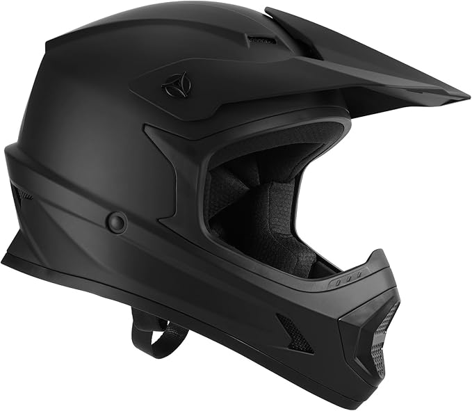 TCT-MOTORPARTS DOT Youth Kids Motocross ATV Full Face Helmets for Offroad Street Dirt Bike Go-Kart BMX MX Matte Black Medium