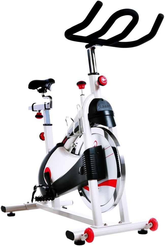 Sunny Health & Fitness Stationary Exercise Bike Machine w/ Adjustable Cushion Seat & Multi-Grip Handlebar, Indoor Cycling Equipment for Home Cardio Training, Optional Magnetic or Friction Resistance