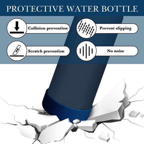 Linkidea Water Bottle Boot Compatible with YETI Rambler Bottle 36oz, Silicone Anti-Slip Water Bottle Bottom Sleeve Cover Protector, Bottle Bumper (Navy Blue / 2 Pack)