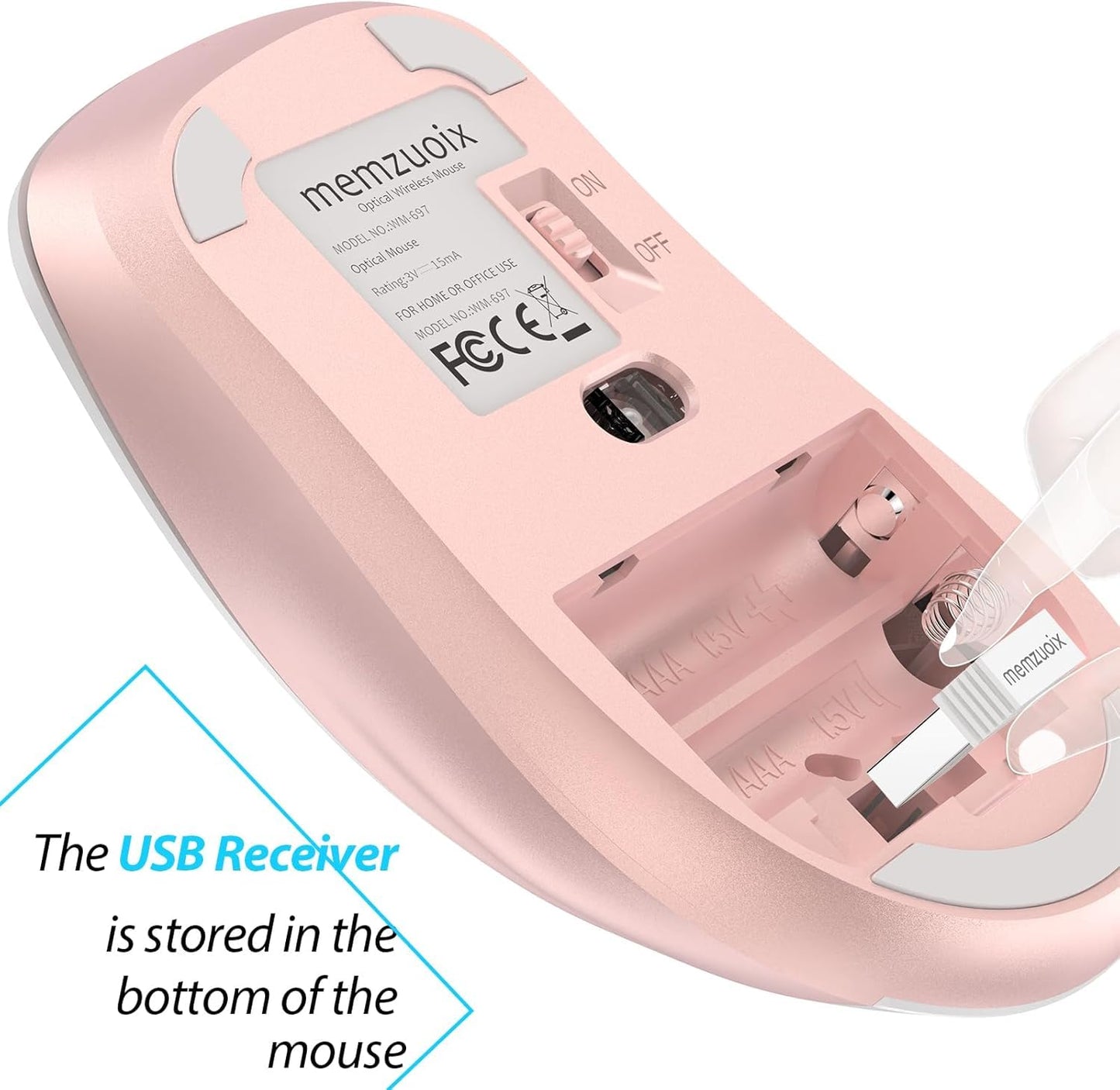 memzuoix 2.4G Wireless Mouse, 1400 DPI Mobile Optical Cordless Mouse with USB Receiver, Portable Computer Mice for Laptop, PC, Desktop, MacBook, 5 Buttons, Red