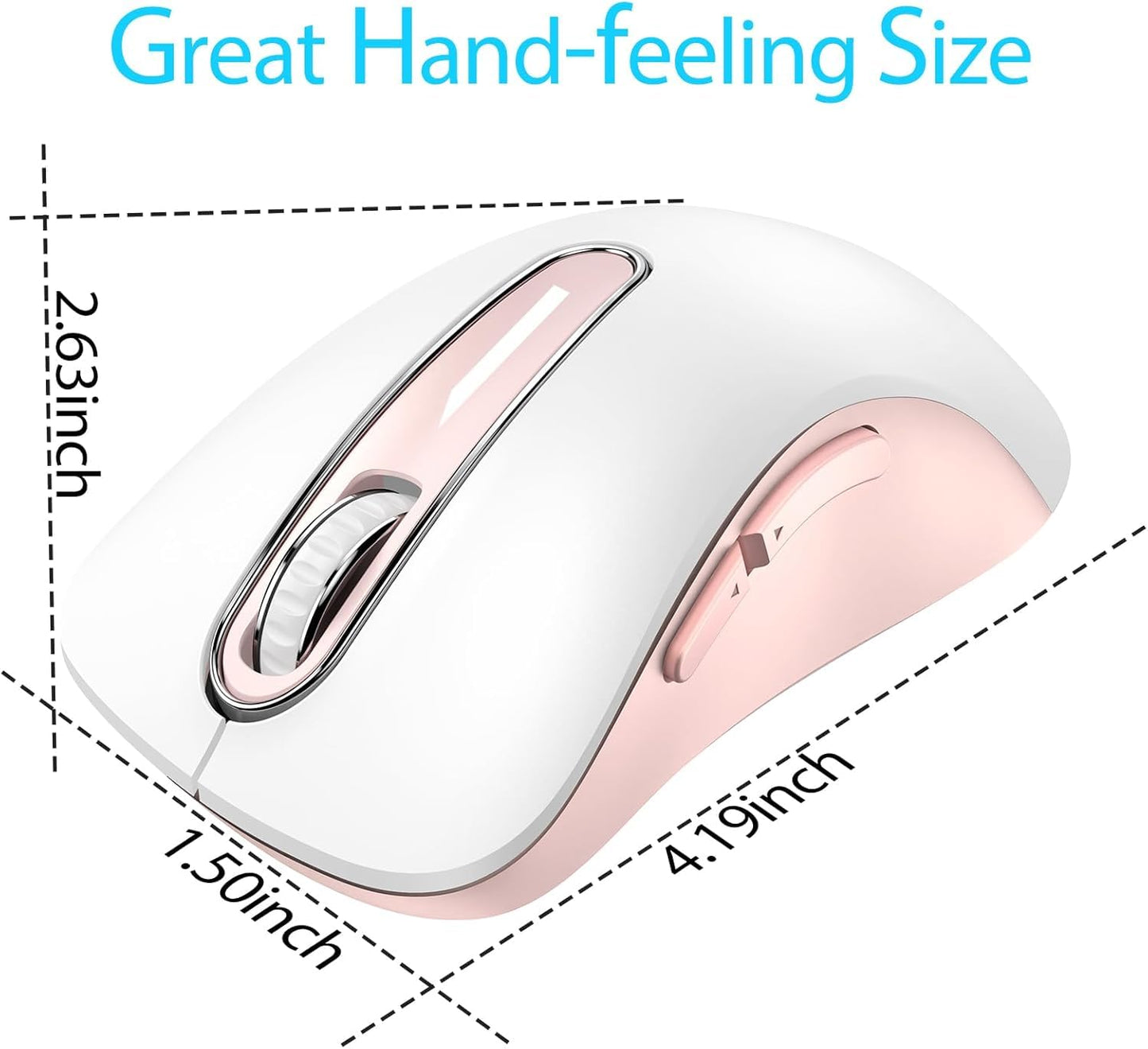 memzuoix 2.4G Wireless Mouse, 1400 DPI Mobile Optical Cordless Mouse with USB Receiver, Portable Computer Mice for Laptop, PC, Desktop, MacBook, 5 Buttons, Red