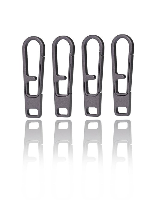 Tikidesign Heavy Duty Titanium Zipper Pull Replacement Set, Durable Zipper Handle Fixer for Backpacks, Luggage, Jackets, and Outdoor Gear - Universal Fit for Quick Repair (4Pcs_Gray_M)