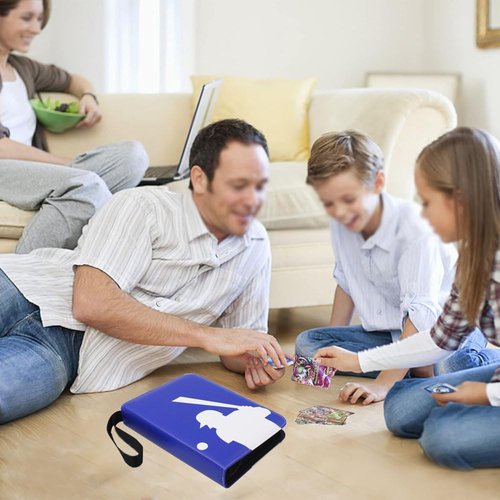 Baseball Card Binder, Collectible Trading Card Albums for 4 Pockets Trading Card Accessories Folder, 400 Pocket Sports Card Binder for Baseball Card, Football Card (Blue-Baseball)