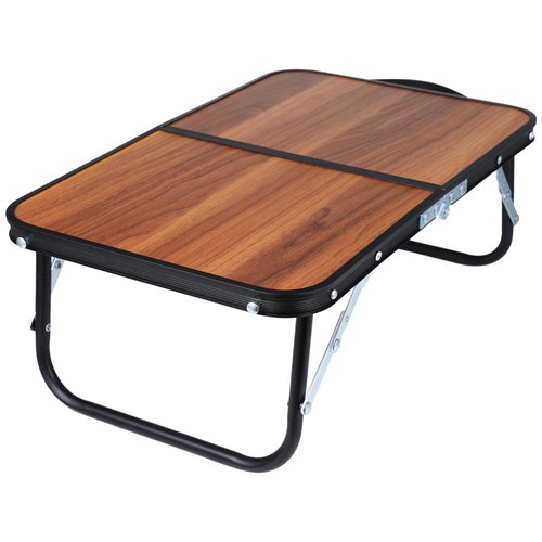 YHomU Compact Mini Camping Table, Walnut Wood Folding Side Low Table for Camp, Portable Table for Picnic Travel Beach, Lightweight Foldable Design