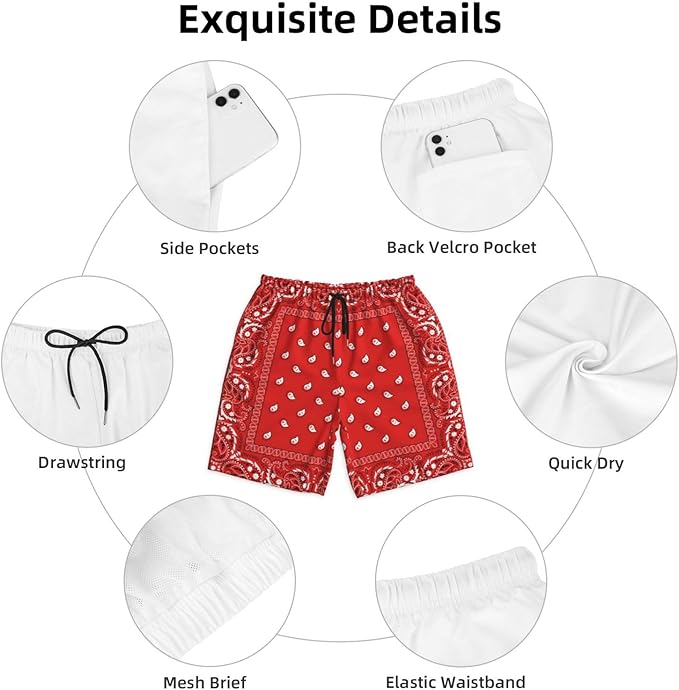 Mens Swim Trunks with Mesh Lining,Quick Dry Swimsuit Board Shorts Beach Pants Swimwear Bathing Suits