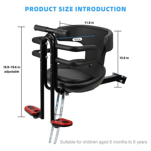 YouTeMei Baby Bike Seat Toddler Bike Seat for Adult Bike Bike Attachment for Toddlers 1-3 Front Mounted Child Bike Seat Kids Bike Seat Child Bike Seat Toddler Bike seat for Adult Bike