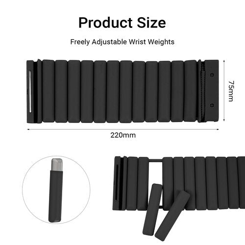 Wrist & Ankle Weights for Women Men,Adjustable Magnetic Snap Wrist Weights Set of 2 (1Lbs Each),Black Silicone Weighted Bracelet Set for Pilates, Yoga, Running & Walking