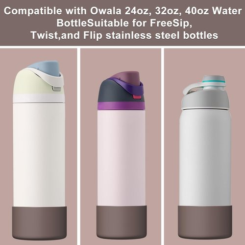 Affute Silicone Boot for Owala Water Bottle 24 oz, Anti-Slip Protective Sleeve for FreeSip/Twist/Flip Water Bottles, BPA Free, Bottom Bumper Cover Protects Water Bottles from Scratches (Brown)