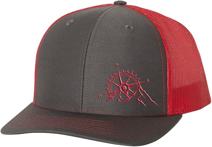 Trenz Shirt Company Men's Outdoors Mountain Scenic Forest Compass Woodland Embroidered Mesh Back Trucker Hat