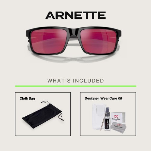 ARNETTE Mwamba AN4322 27536Q 57MM Black/Grey Mirror Orange/Yellow Rectangle Sunglasses for Men +BUNDLE with ACCESSORY EYEWEAR KIT