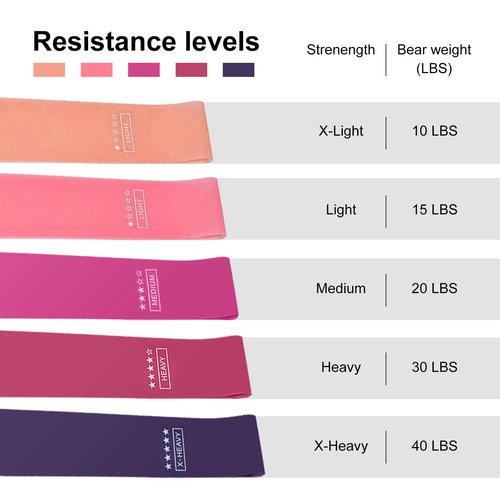Resistance Bands Set, Resistance Loop Exercise Bands with Instruction Guide and Carry Bag, Versatile Latex Exercise Bands for Home and Gym Workouts, Set of 5