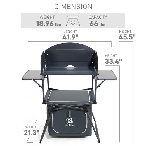EVER ADVANCED Portable Folding Camping Table with Storage Bag, Grill Table with Windscreen for Outdoor Cooking, BBQ, Picnics, and Camping, Includes Carry Bag