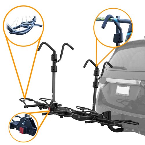 BV 4 Bike Bicycle Hitch Mount Rack Carrier for Car Truck SUV for Standard Bikes, E-Bike, Fat Tire Bikes - Tray Style Smart Tilting Design (Standard/Fat Tire 4 Bikes)