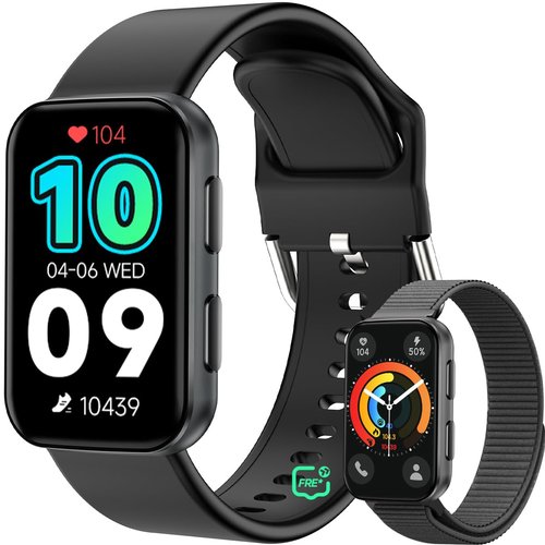 MorePro AIR2 Fitness Tracker, Smart Watch with 24/7 Heart Rate and Blood Pressure, Step Calorie Counter, Sleep Monitor, IP68 Waterproof Fitness Watch for Men Women iOS Android(Black)