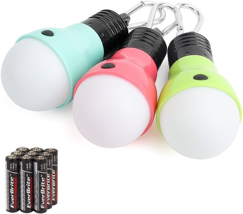 EverBrite 3-Pack Camping Lights - 3 Lighting Modes, Portable LED Bulbs Ideal for Kids’ Adventure Activities, Backpacking, Camping, Picnic, Emergency and More, 3 x AAA Batteries Included