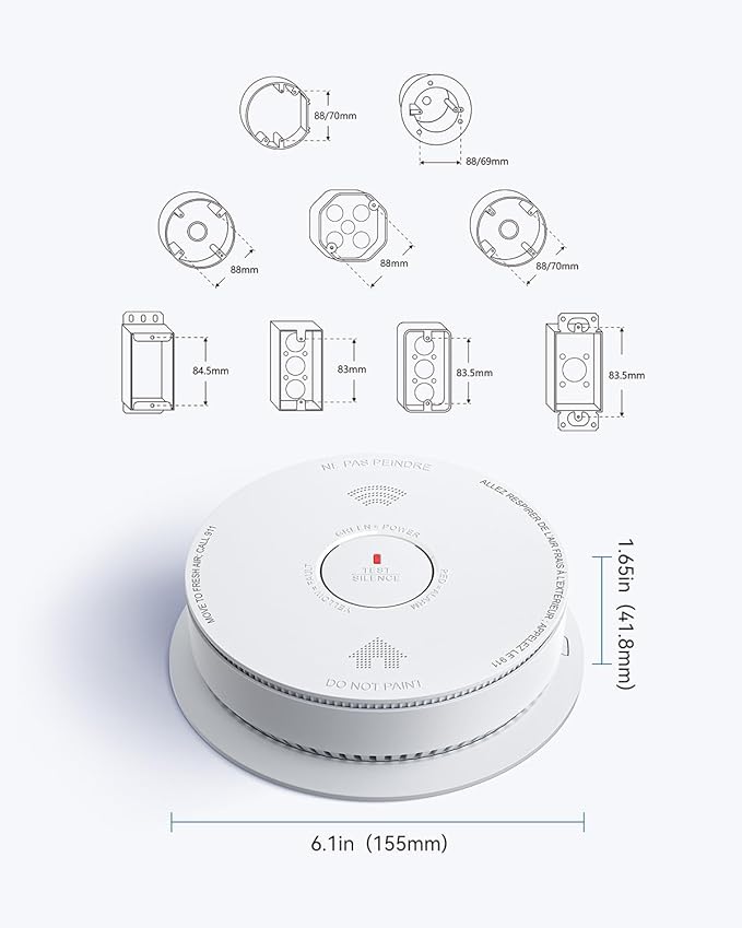 SITERWELL Hardwired Smoke Detector Carbon Monoxide Detector 10 Year Battery, Meets UL217-9th Standards, Interconnected Smoke and Carbon Monoxide Detector Combo with Bilingual Voice Alerts, 5 Pack