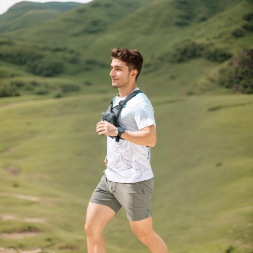 Chest Bag For Men, Water Resistant Sport Chest Pack - Lightweight Running Vest Bag with Built-In Phone Holder & Extra Storage, Minimalist Pack for Workouts and Cycling (Black)