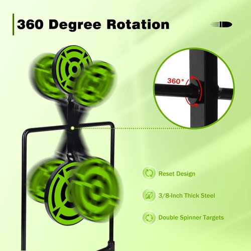 Ideagle Double Spinner Shooting Targets, 3/8" Thick Metal High Caliber Auto Reset Steel Target for Centerfire Handguns up to .44 Magnum