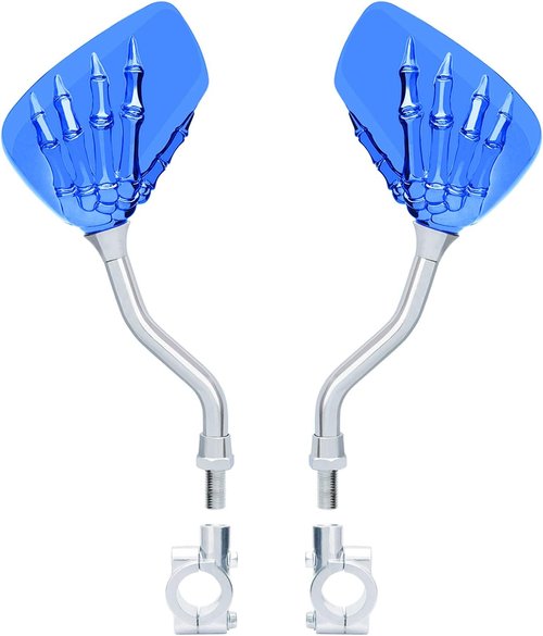 1 Pair Bicycle Mirror,Big View Bike Rear View Mirror Blindsight Multi Angle Adjustable Bike Mirror Billet Aluminum Chrome Plated Outside Skull Claw Style Also suitable for motorcycle mirror