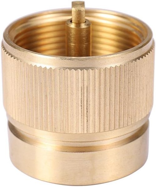 Camping Stove Adapter 1LB Propane Small Tank Input and a Lindal Valve EN417 Output Outdoor Cylinder LPG Canister Convert (Brass)