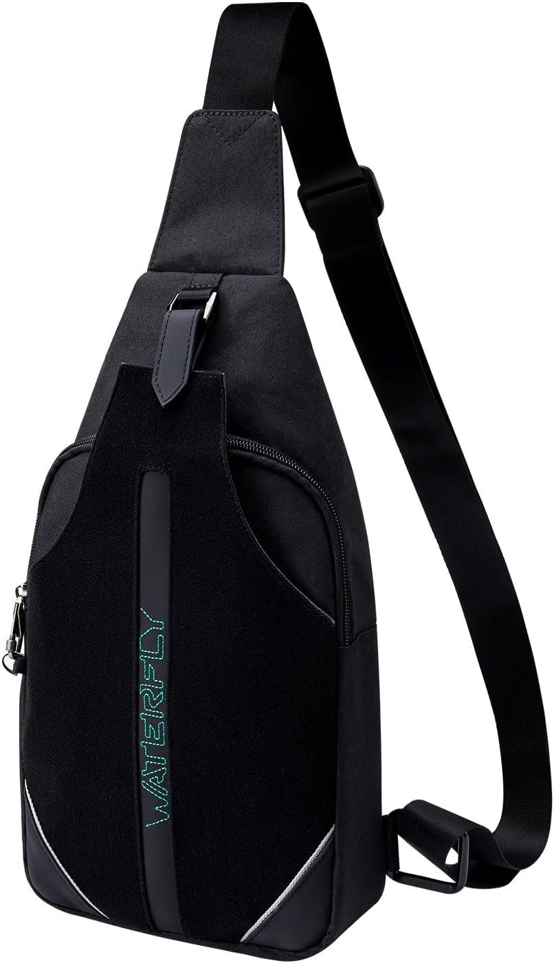 WATERFLY Small Crossbody Sling Backpack Anti Theft Backpack for Traveling Chest Bags for Men&Women Multipurpose Casual Daypack Hiking Shoulder Bag (Black)