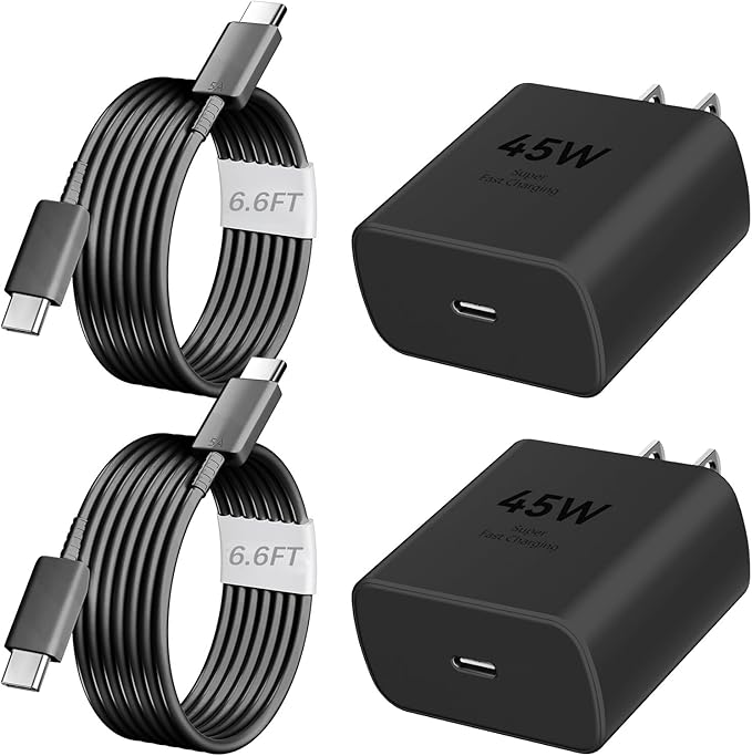 Phone 16 Pro Max Charger Fast Charging, 45W Super Fast USB C Charger Block with 6.6FT Long Charging Cord Cable for 16 Pro Max/16 Pro/16/16 Plus,15 Pro Max/15, Android Phone-Black