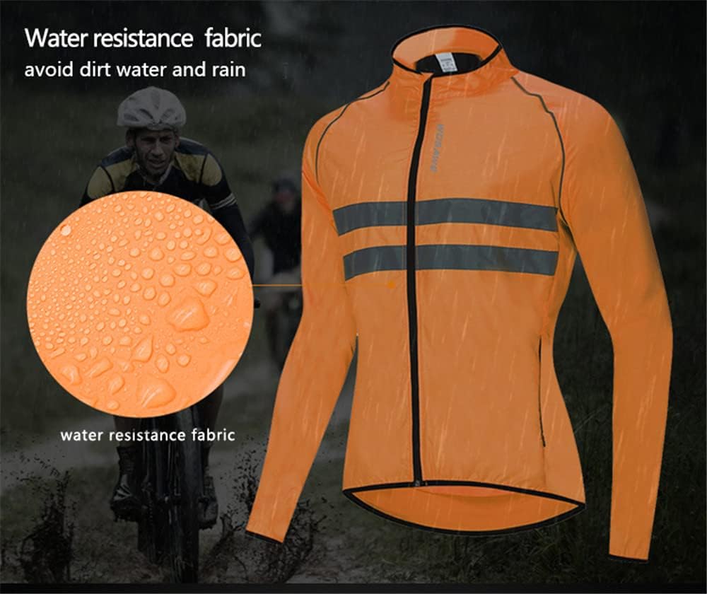 WOSAWE Men's High Visibility Cycling Wind Jacket Water Resistance Reflective Windbreaker