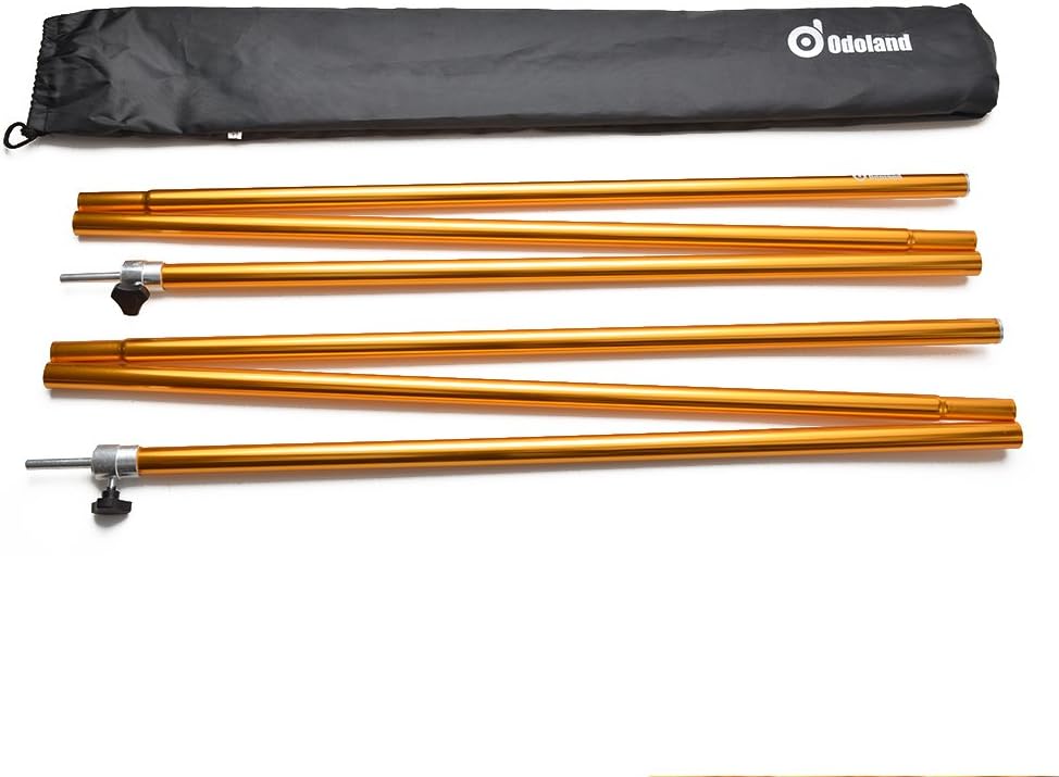 Odoland Adjustable Telescoping Aluminum Tarp and Tent Poles Set of 2 - Collapsible Lightweight for Camping, Backpacking, Hammocks, Sun Shade Shelters, and Awnings