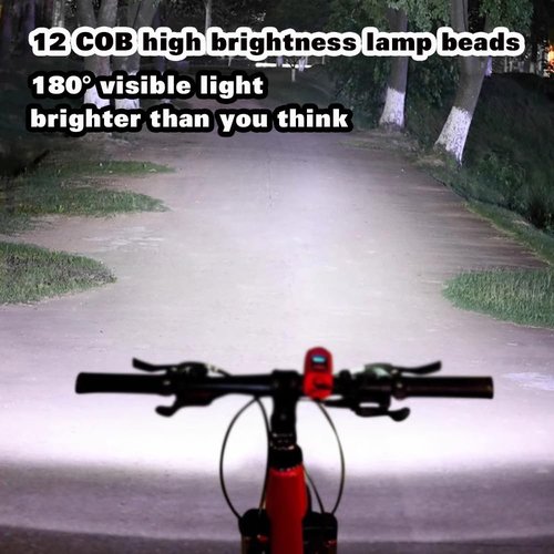 LESOVI Electric Bike Horn Bike Light 2 in 1; 110 dB Bicycle Horn 5 Sound Modes with Rechargeable Battery Waterproof Bicycle Light with Horn for Kids Boys Adults Mountain Bike (LE-01 Black)