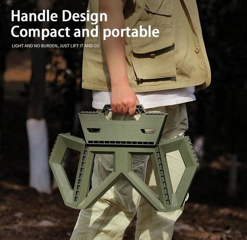 QUMOX Step Stool for Adults, Folding Step Stool with Load Capacity of 220 Pounds, Small Steps Conveniently used as Stools to Sit on for Camping/Outdoor/Indoor/Bedroom/Bathroom (Khaki)