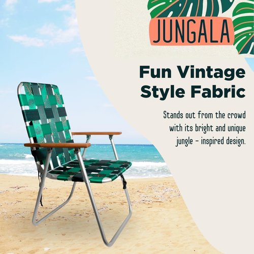Moku Beach Co - Jungala Print Aluminum Beach Chair - Foldable, Reclining, Portable with Backpack Straps - 5 lbs, Supports up to 300 lbs - Perfect for Beach, Camping, Backyard