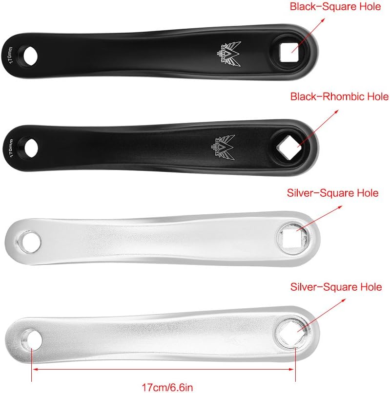 Tbest Bike Crank Arm 170mm Aluminium Alloy Left Crank Set Chain Set for MTB Road Bicycle, Square Rhombic Hole
