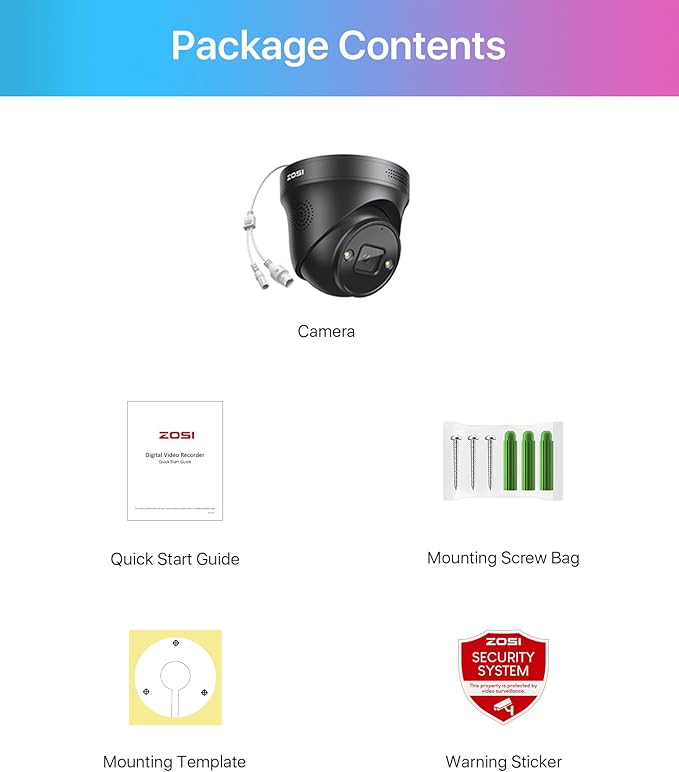 ZOSI 4K PoE Add On Camera,Person Vehicle Detection, Color Night Vision, Sound & Light Siren, Two Way Audio, 8MP Weatherproof Home Security Dome Cam for Outdoor Indoor, Only Work 4K PoE NVR